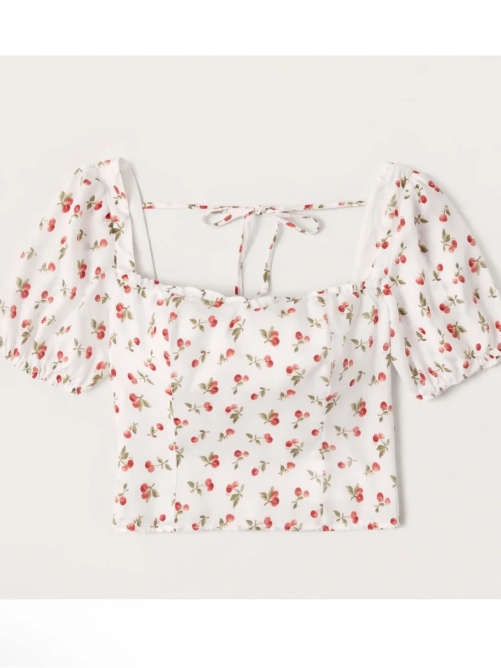 Abercrombie Cherries Tomato Girl Puff Sleeve Top Cottagecore XS